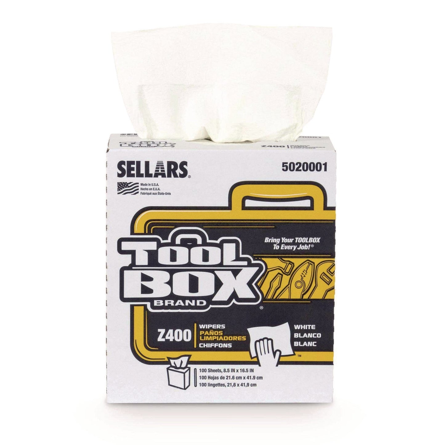 SLR5020001 Z400 Interfold Pop-Up Wipers, 1-Ply, 8.5 x 16.5, White, 8/Carton TOOLBOX