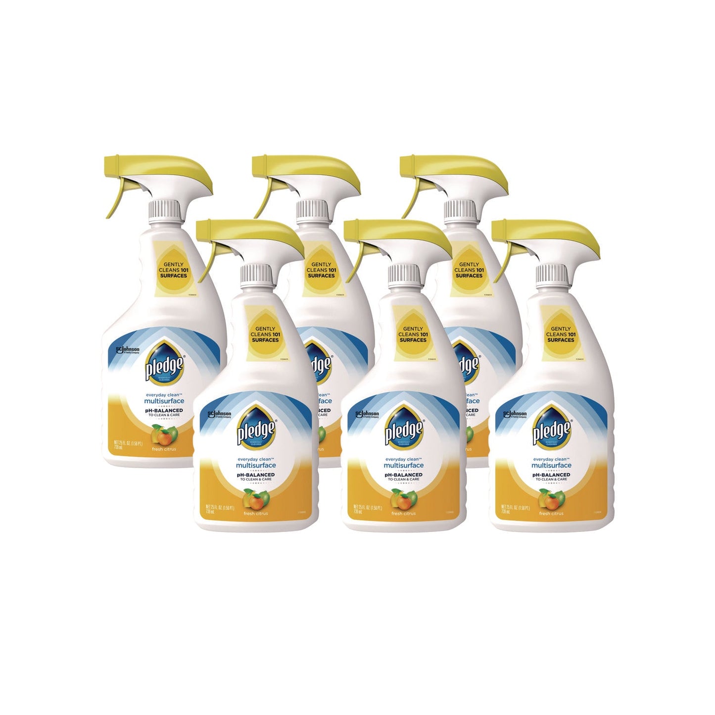 SJN336283 pH-Balanced Everyday Clean Multisurface Cleaner, Clean Citrus Scent, 25 oz Trigger Spray Bottle, 6/Carton Pledge