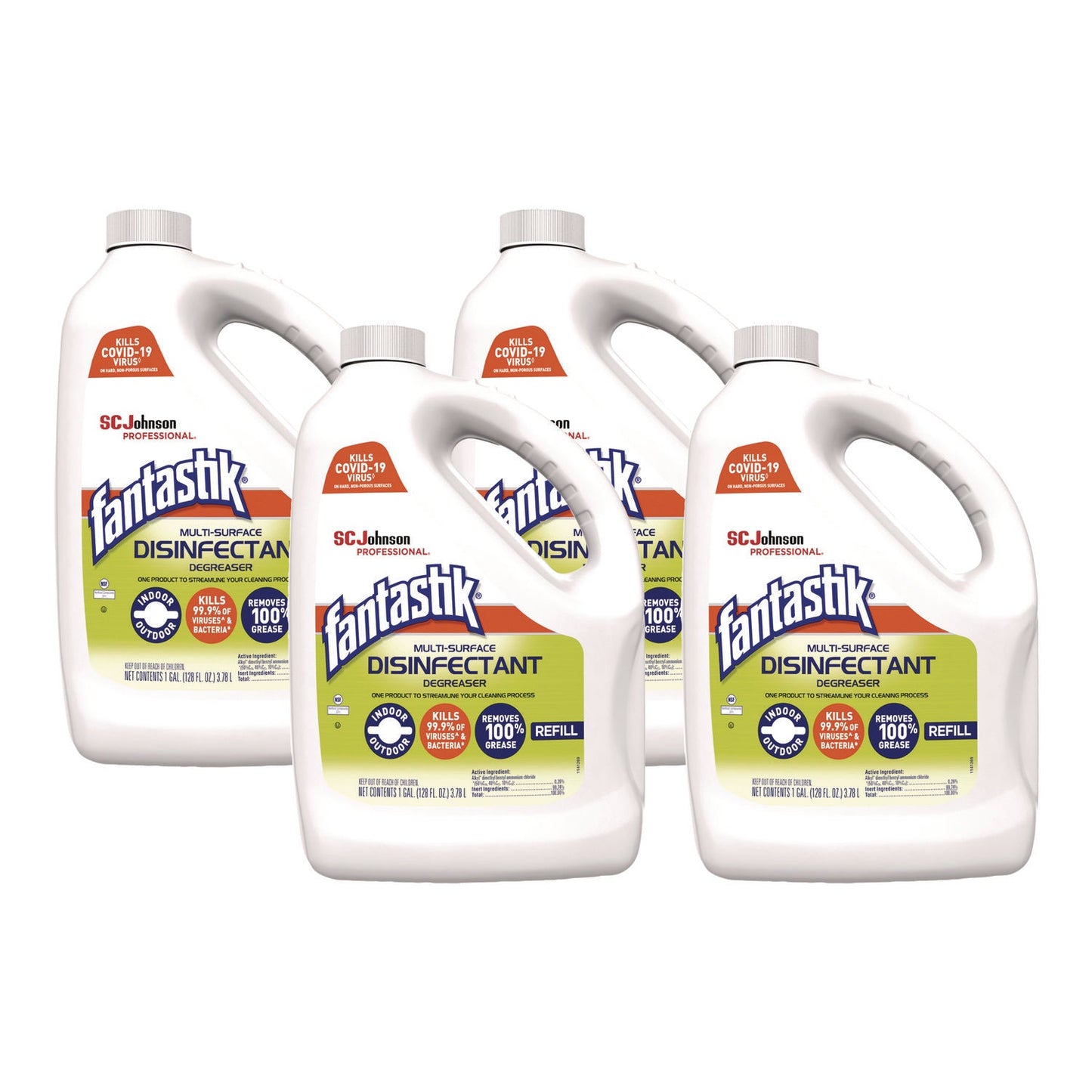 SJN311930 Multi-Surface Disinfectant Degreaser, Pleasant Scent, 1 Gallon Bottle, 4/carton Fantastik