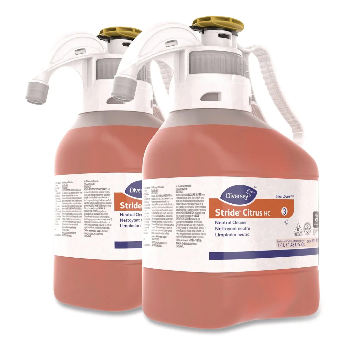 DVO95122613 Stride Neutral Cleaner, Citrus Scent, 1.4 L SmartDose, 2/Carton Diversey