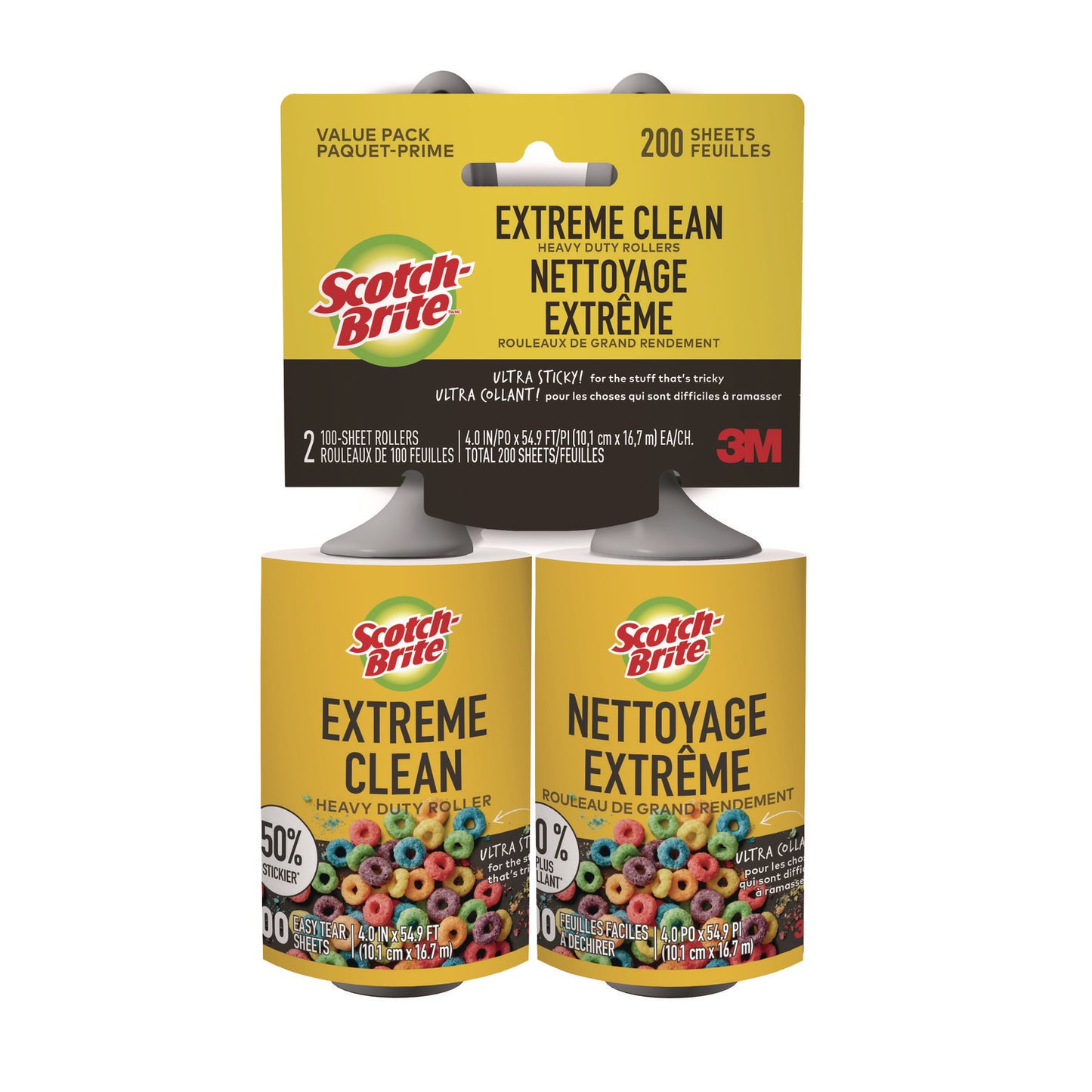 MMM830RS100TP Extreme Clean Lint Roller, 100 Sheets/Roll, 2/Pack