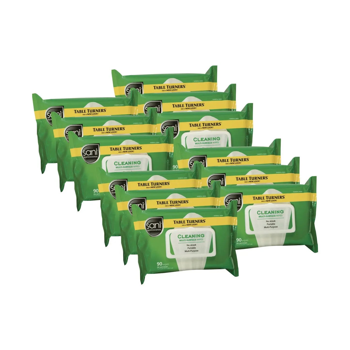 NICA580FW Multi-Surface Cleaning Wipes, 1-Ply, 11.5 x 7, Fresh Scent, White, 90 Wipes/Pack, 12 Packs/Carton Sani Professional