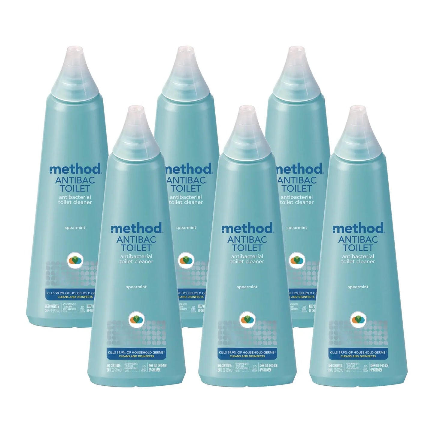 MTH01221CT Antibacterial Toilet Cleaner, Spearmint, 24 Oz Bottle, 6/carton Method