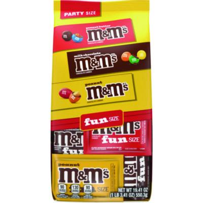 MNM59878 M and M'S Milk Chocolate, Peanut and Peanut Butter Variety Pack Fun Size Chocolate Candy Assortment, 19.41 oz Bag