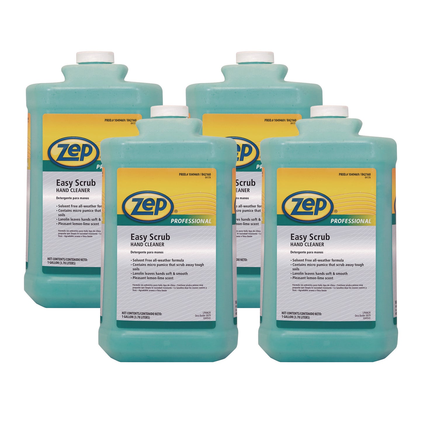 ZPP1049469 Industrial Hand Cleaner, Easy Scrub, Lemon Scent, 1 gal Bottle, 4/Carton