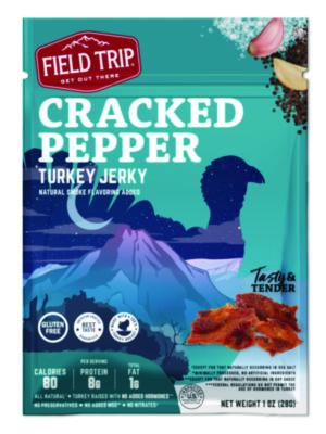 FLTFLD00508 Turkey Jerky, Cracked Pepper Turkey, 1 oz Bag, 12 Bags/Carton FIELD TRIP SNACKS