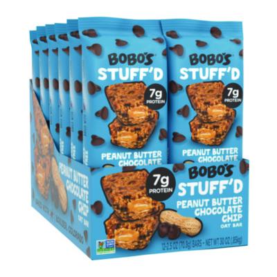 BBO00104 Stuff'D Peanut Butter and Chocolate Chip Oat Bar, 2.5 oz Bar, 12/Box BOBO'S