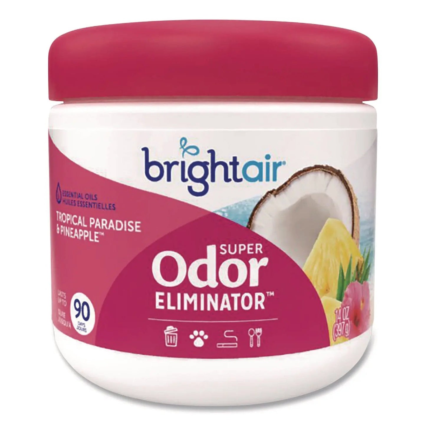 BRI901076 Super Odor Eliminator, Tropical Paradise and Pineapple, 14 oz Jar BRIGHT Air