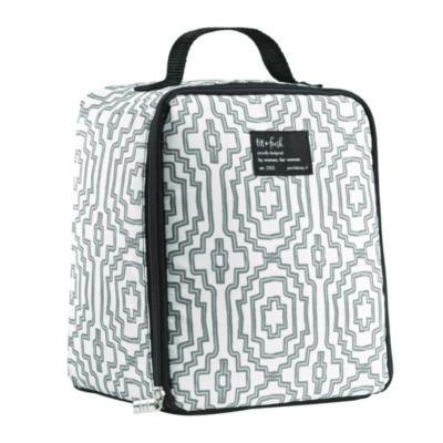 FAF7613FF3242 Lunch Bag, 8 x 6 x 10, Black and White Geometric FIT & FRESH INC