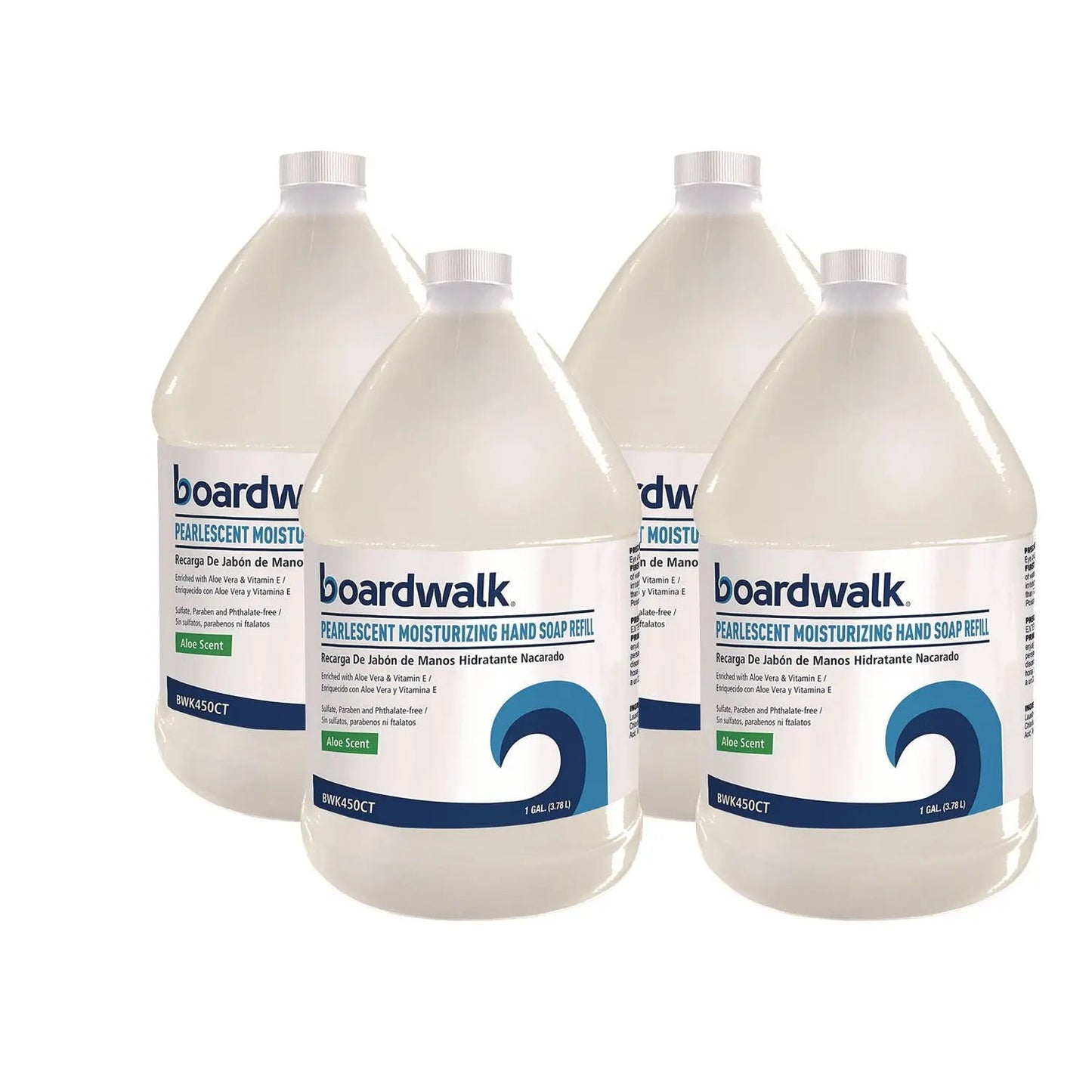 BWK450CT Pearlescent Moisturizing Liquid Hand Soap Refill, Aloe Scent, 1 gal Bottle, 4/Carton Boardwalk