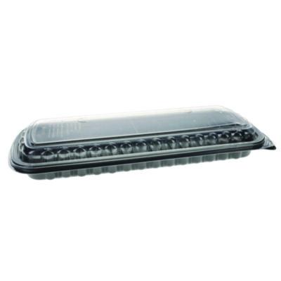 PCTYCNC167000DZ MealMaster Rib Container Base/Lid, 16.6 x 7.3 x 2.3, Black/Clear, Plastic, 80/Carton