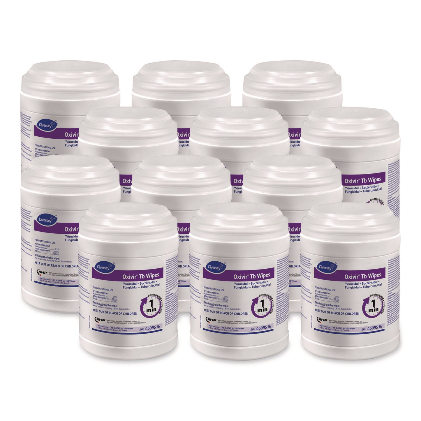 DVO4599516 Oxivir TB Disinfectant Wipes, 7 x 6, White, 160/Canister, 12 Canisters/Carton