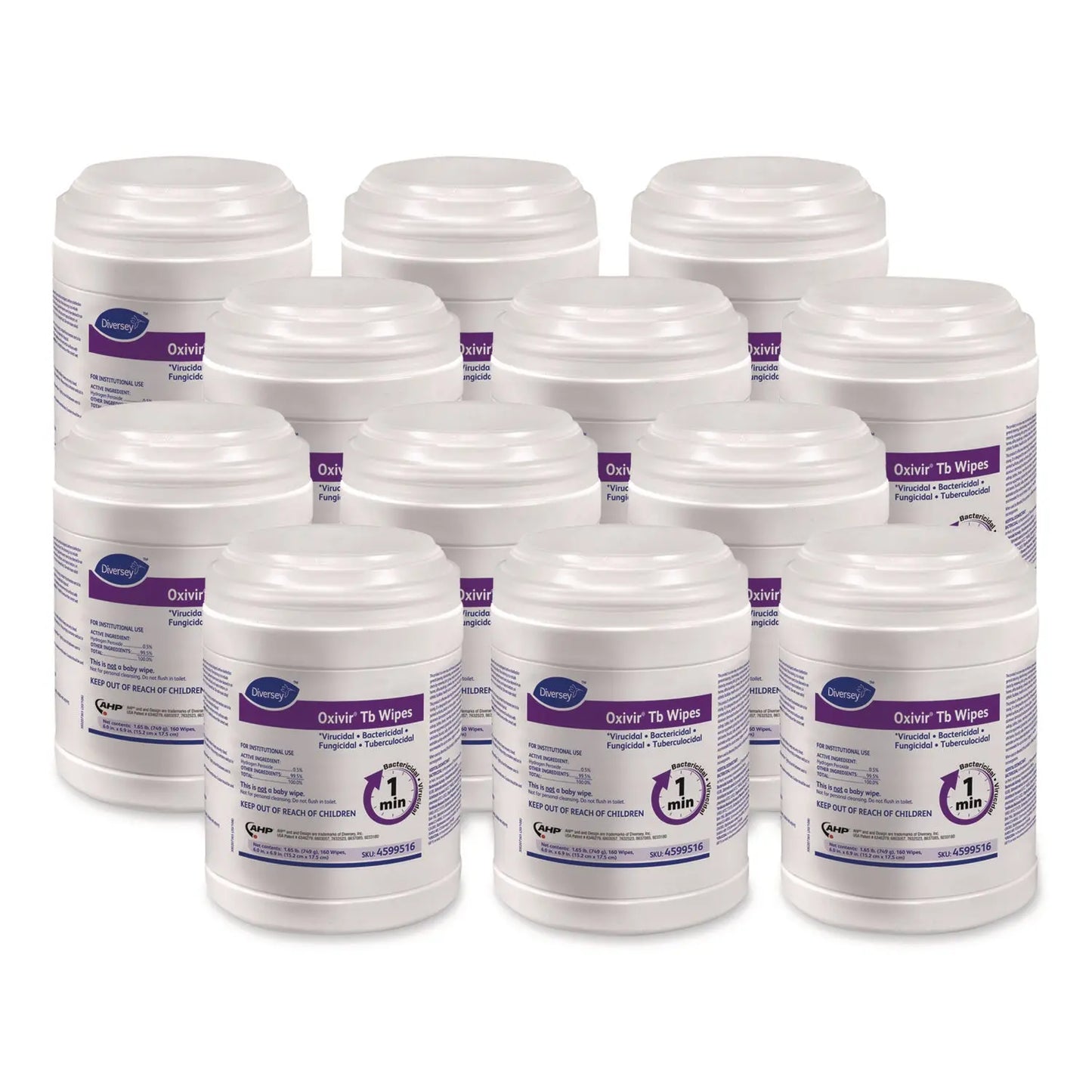 DVO4599516 Oxivir TB Disinfectant Wipes, 7 x 6, White, 160/Canister, 12 Canisters/Carton Diversey
