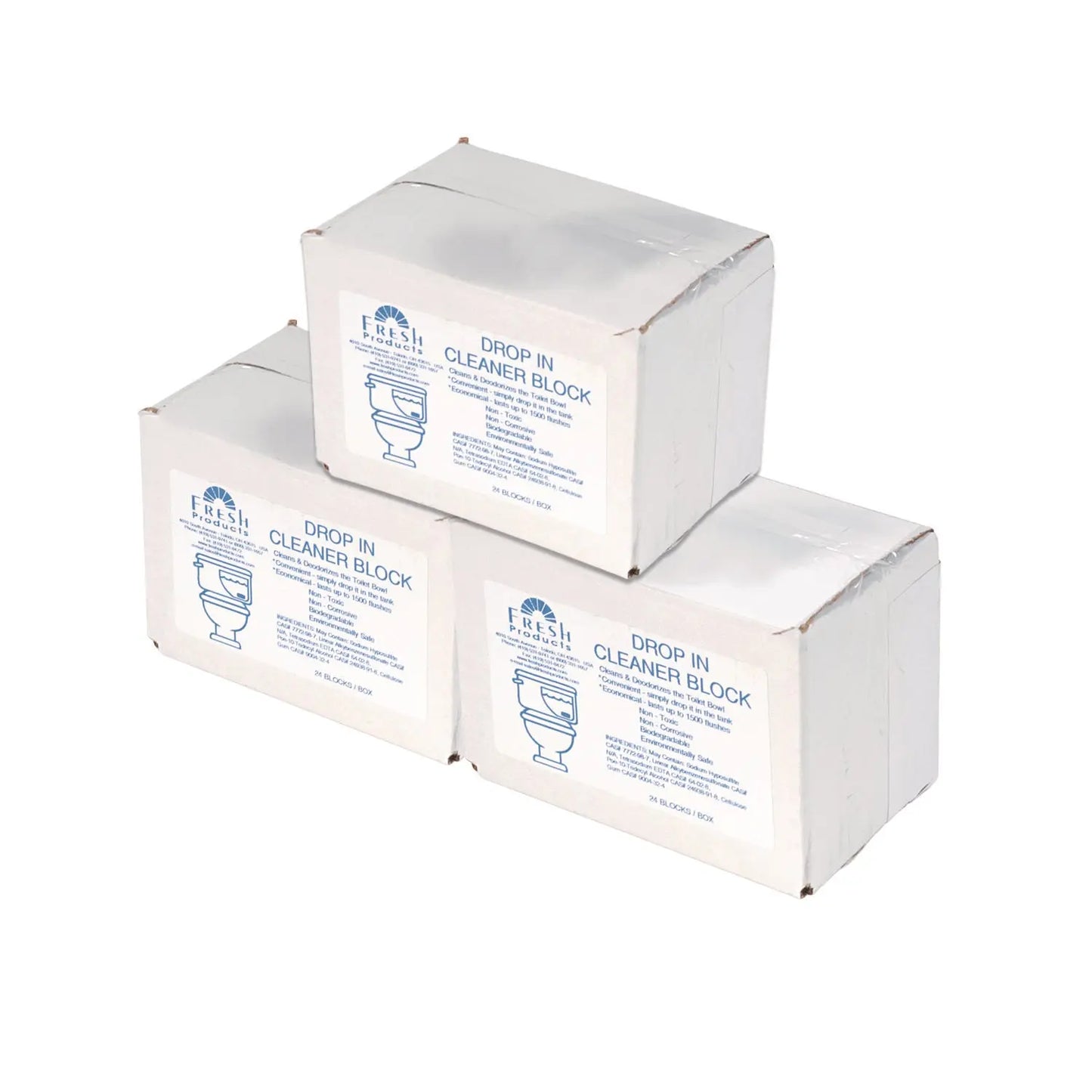 FRS24DIFCT Drop-In Tank Non-Para Cleaner Block, Unscented, Blue, 24/box, 3 Boxes/carton Fresh Products