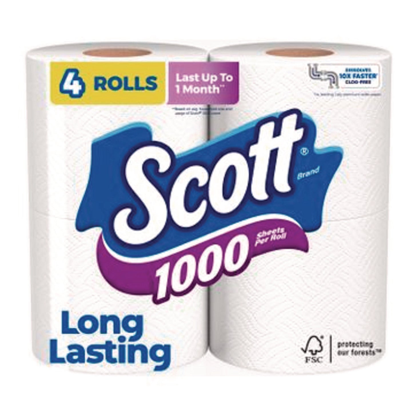 KCM10183 1000 Bathroom Tissue, Septic Safe, 1-Ply, White, 1,000 Sheets/Roll, 4 Rolls/Pack, 12 Packs/Carton