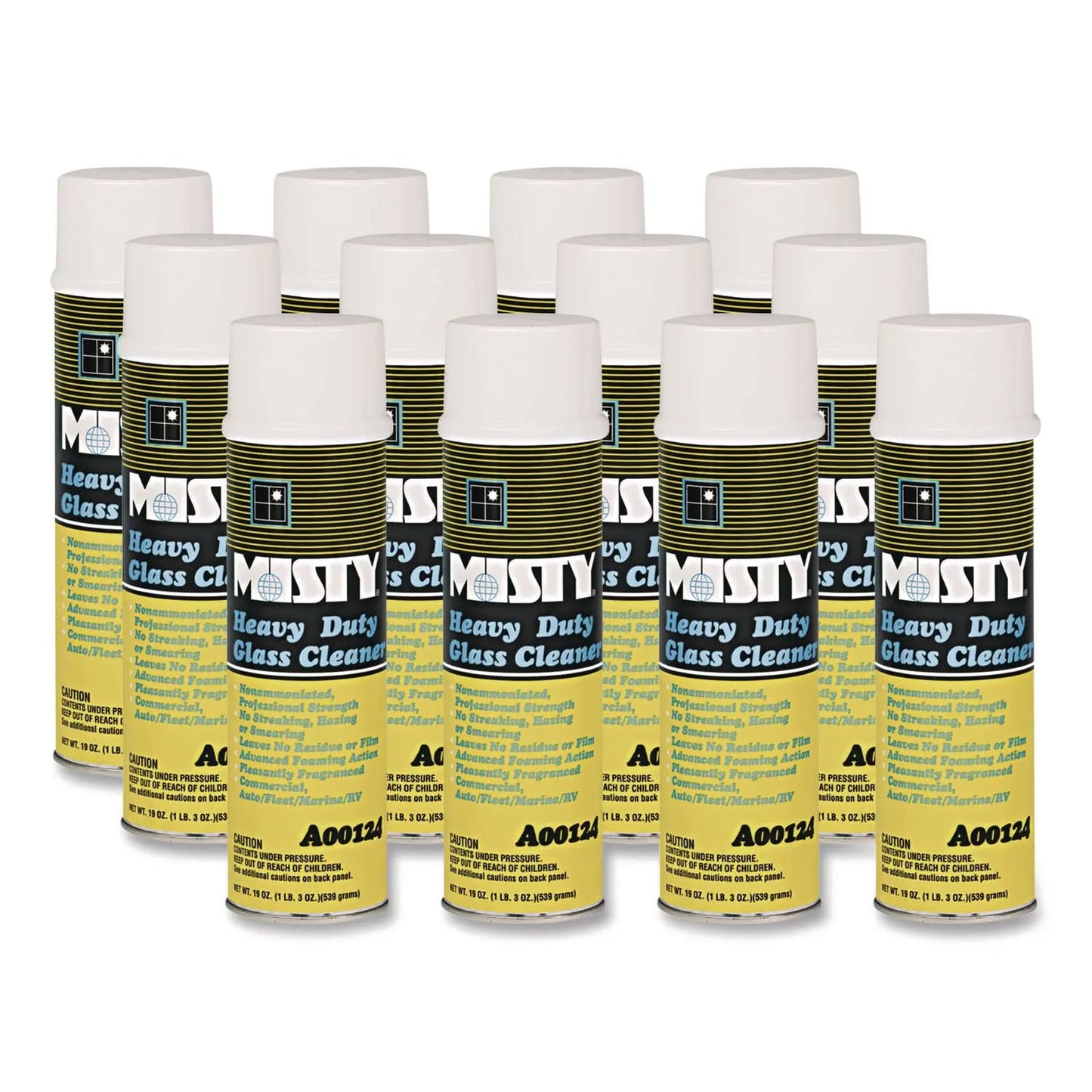 AMR1001482 Heavy-Duty Glass Cleaner, Citrus, 19 oz Aerosol Spray, 12/Carton Misty