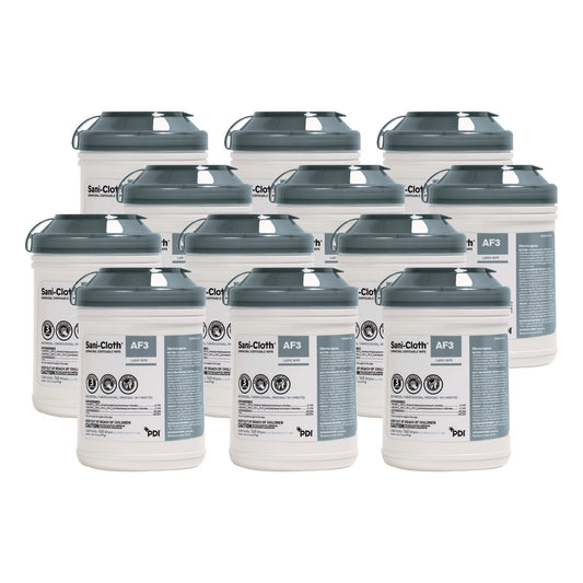 NICP13872 Sani-Cloth AF3 Germicidal Disposable Wipes, 6 x 6.75, White, 160 Wipes/Canister, 12 Canisters/Carton