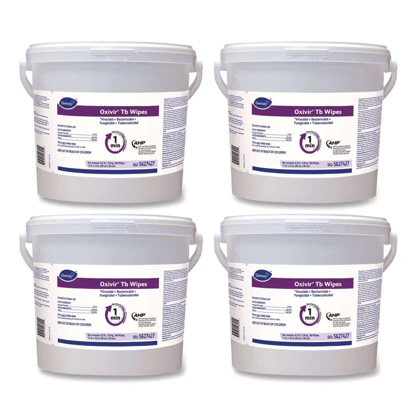 DVO5627427 Oxivir TB Disinfectant Wipes, 11 x 12, White, 160/Bucket, 4 Buckets/Carton Diversey