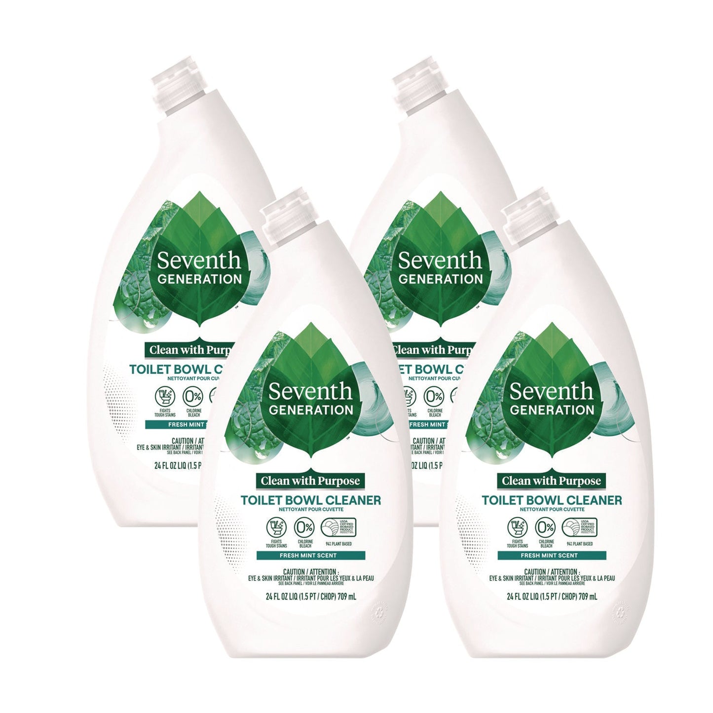 SEV45166CT Toilet Bowl Cleaner, Fresh Mint Scent, 24 oz Bottle, 4/Carton Seventh Generation