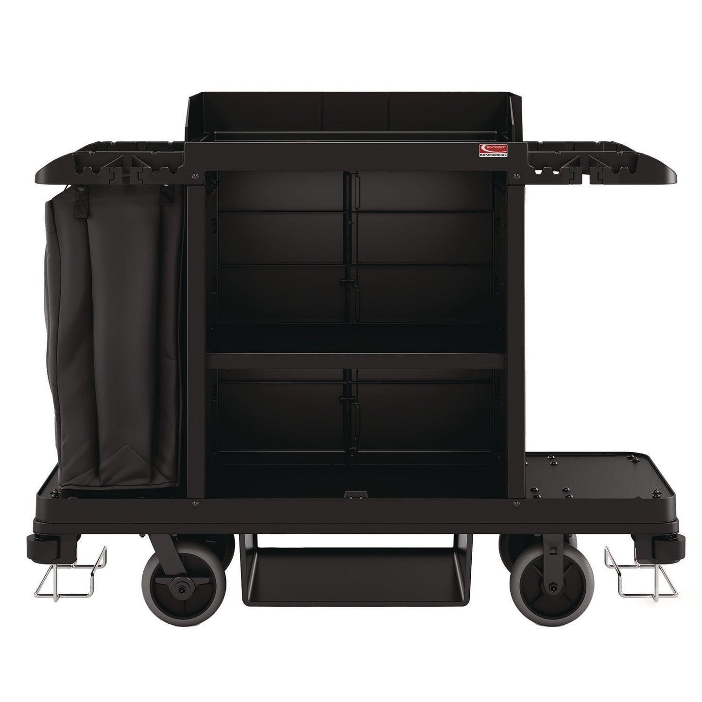 SUAHKC1000 Standard Housekeeping Cart, Plastic, 1 Shelf, 24" x 62.13" x 49.75", Black Suncast Commercial