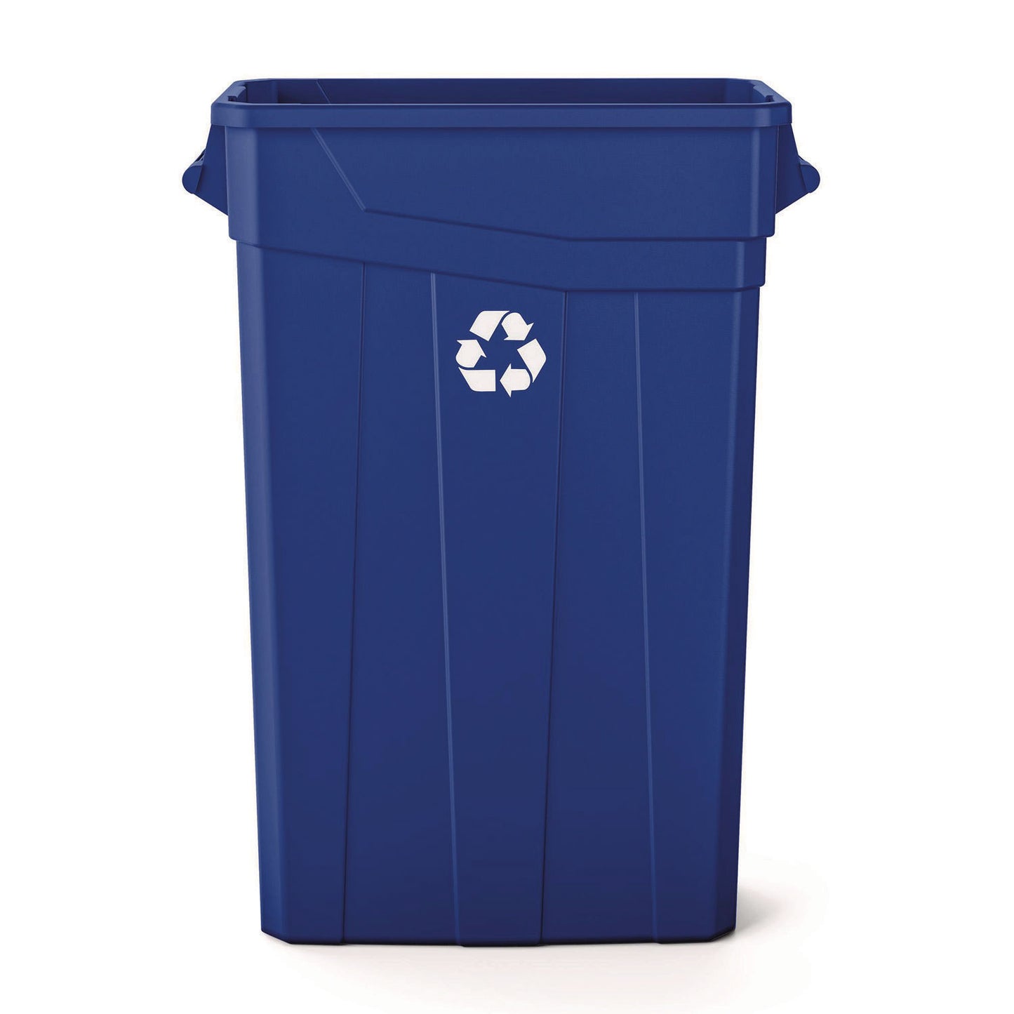 SUATCNH2030BLR 23 Gallon Resin Slim Recycling Trash Can, Plastic, Blue/White