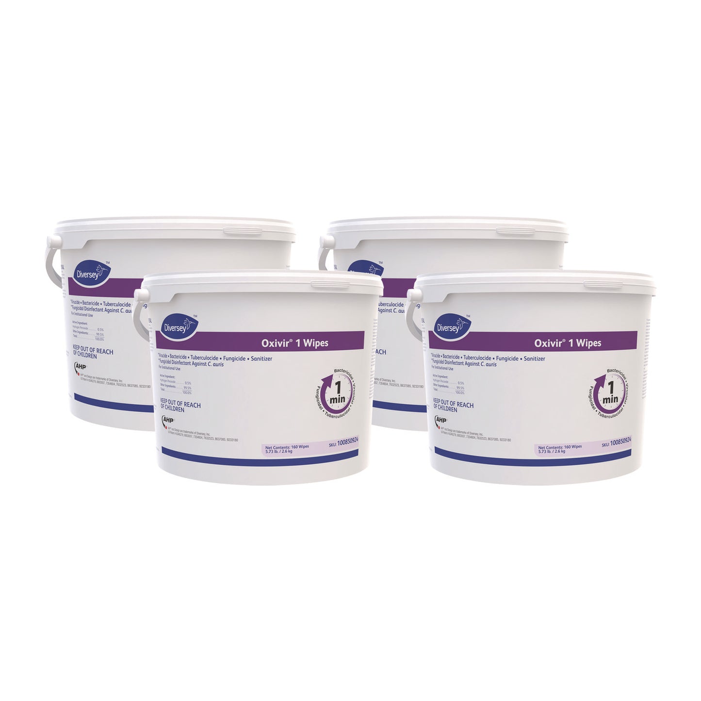 DVO100850924 Oxivir 1 Wipes, 1-Ply, 11 x 12, 160/Canister, 4 Canisters/Carton