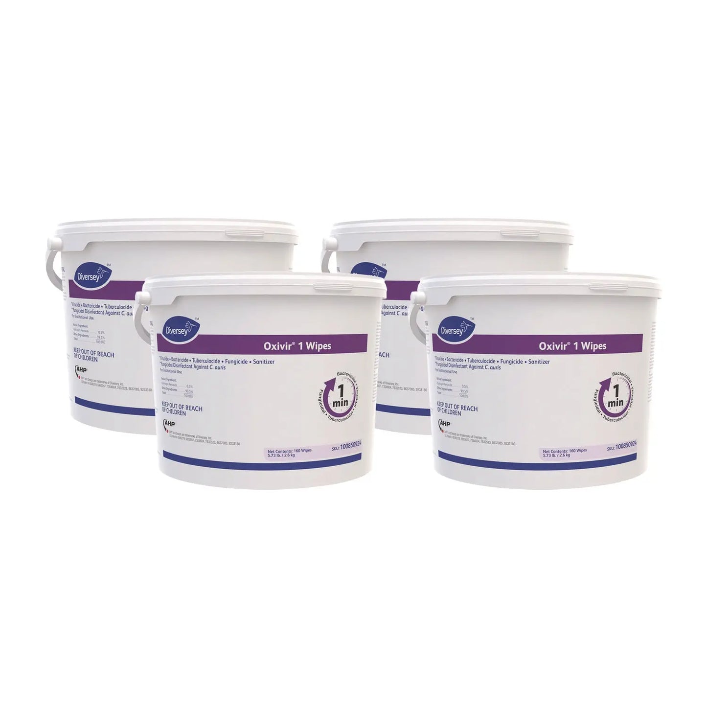 DVO100850924 Oxivir 1 Wipes, 1-Ply, 11 x 12, 160/Canister, 4 Canisters/Carton Diversey