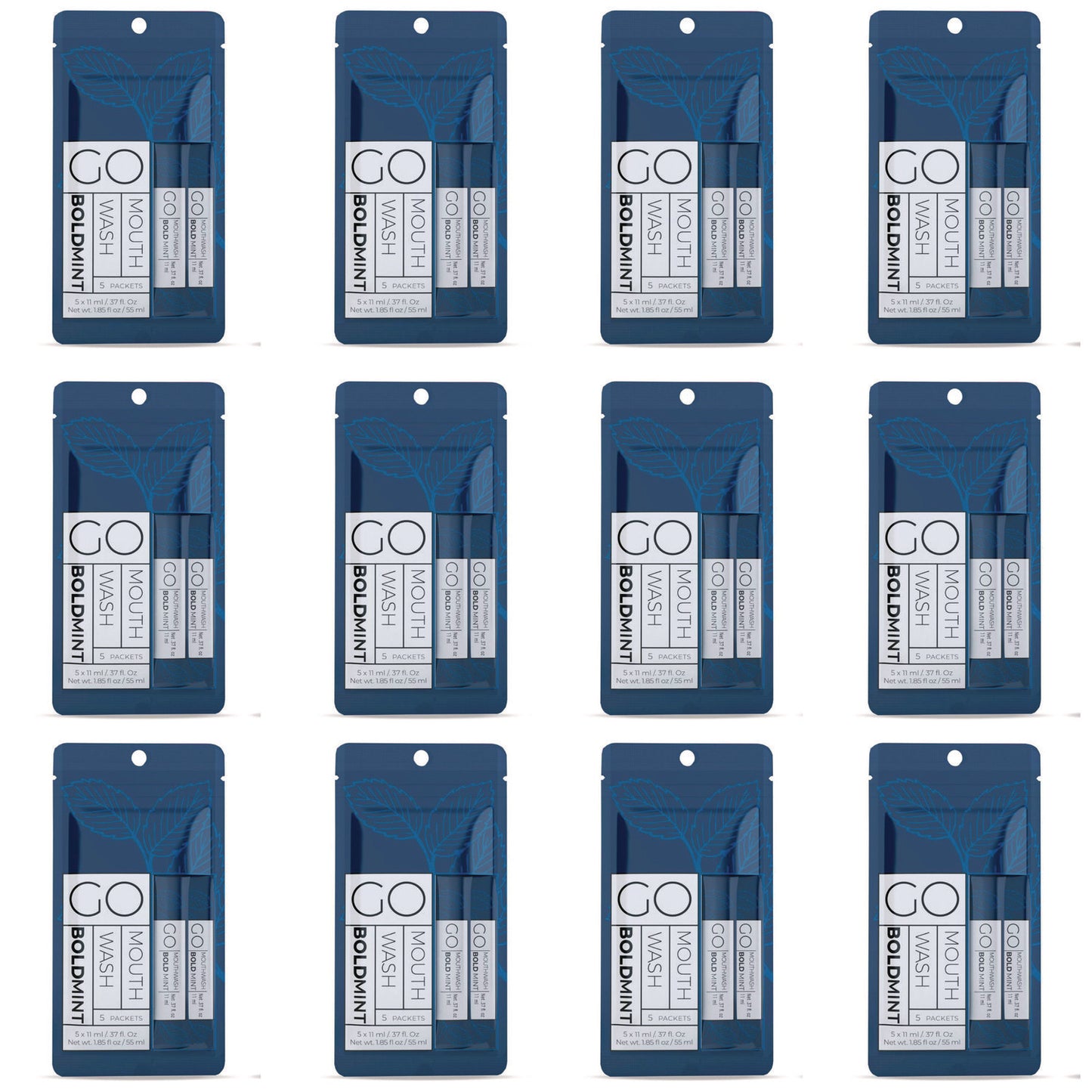 GMHMW05BOLD Individual Mouthwash Packets, Bold Mint Flavor, 0.37 Packet, 5/Pack, 12 Packs/Box