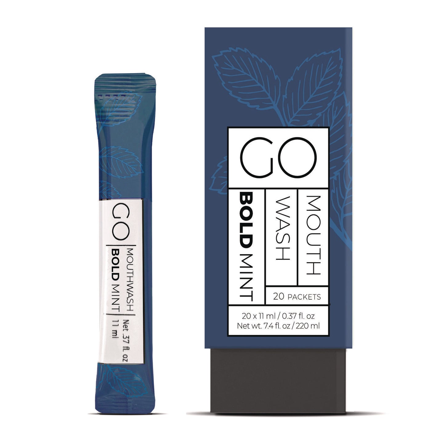 GMHMW20BOLD Individual Mouthwash Packets, Display Pack, Bold Mint Flavor, 0.37 oz Packet, 20/Pack