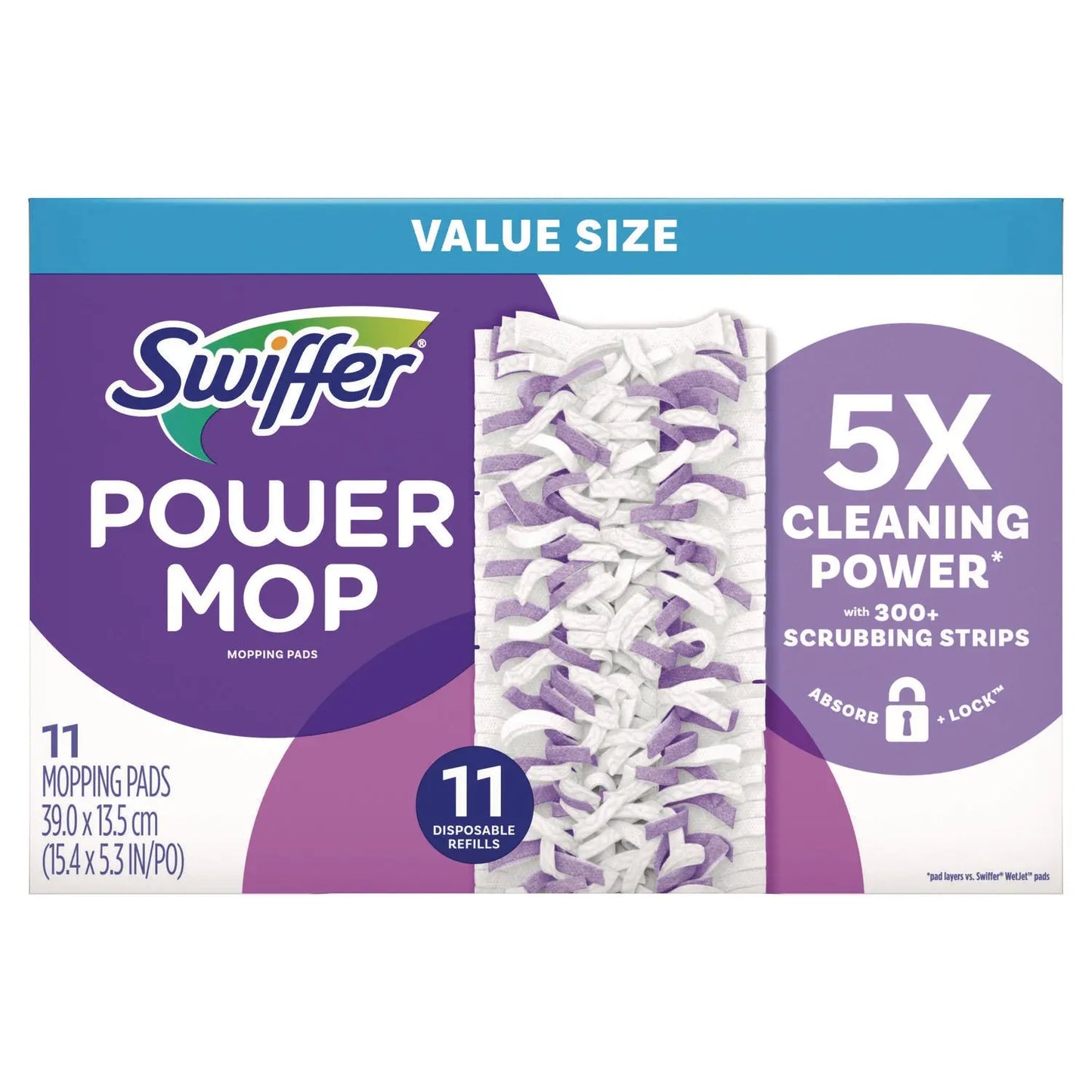 PGC12868 PowerMop Mopping Pads, 11.41 x 5.31, 11/Box, 2 Boxes/Carton Swiffer