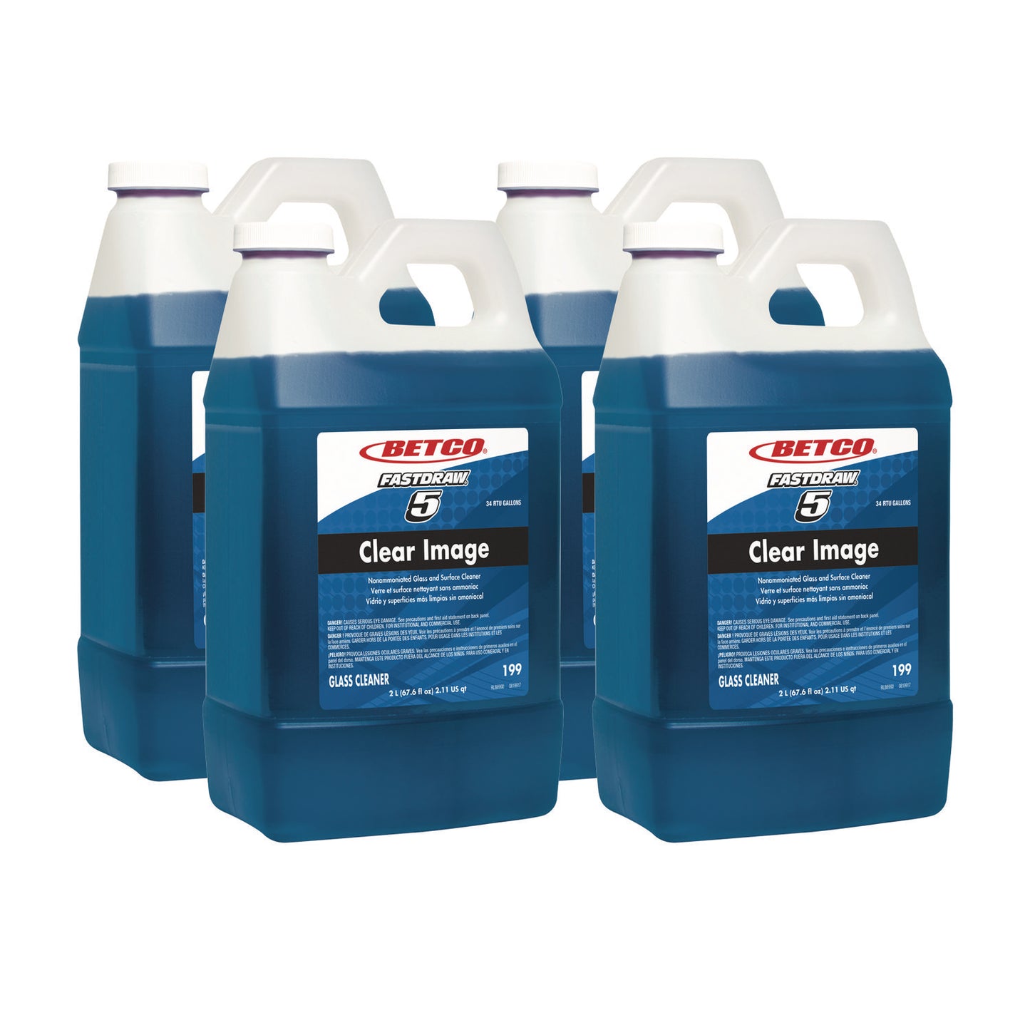 BET1994700 Clear Image FastDraw Glass and Surface Cleaner, Rain Fresh Scent, 67.6 oz Bottle, 4/Carton