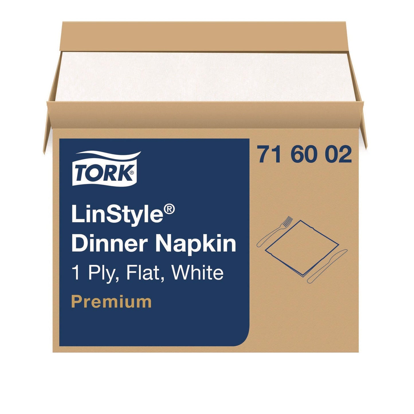 TRK716002 LinStyle Dinner Napkin, 1-Ply, 15 x 16, White, 1,000/Carton Tork