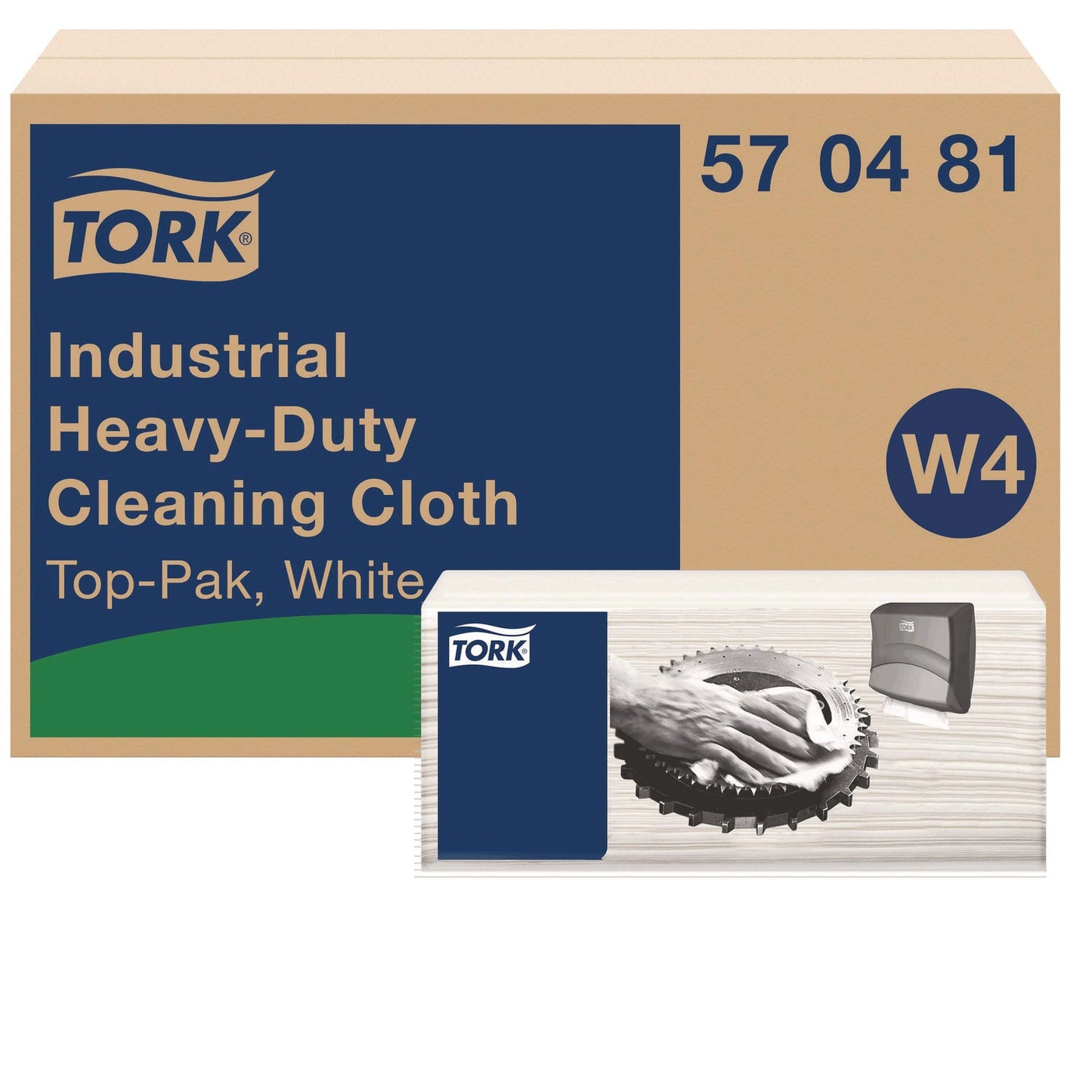 TRK570481 Industrial Heavy-Duty Cleaning Cloth, 1-Ply, 13.97 x, 4.25, Unscented, White, 60 Cloths, 4/Carton Tork