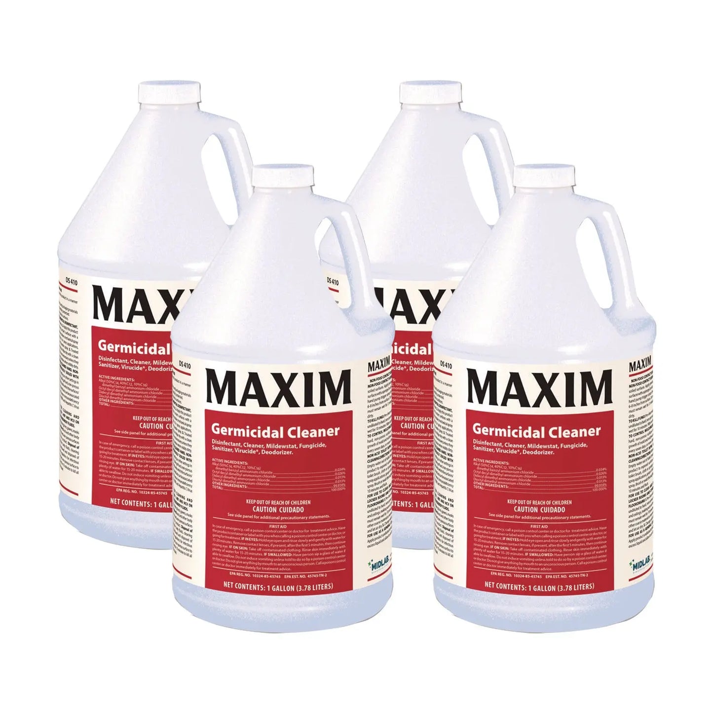 MLB04100041 Germicidal Cleaner, Lemon Scent, 1 Gal Bottle, 4/carton Maxim