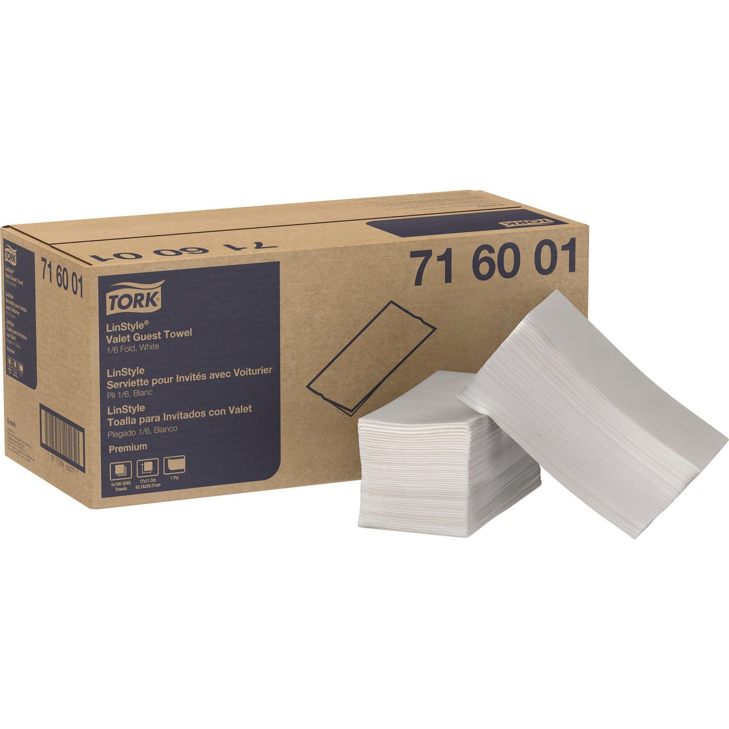 TRK716001 LinStyle Valet Guest Towel, 1-Ply, 11.5 x 17, White, 100/Pack, 5 Packs/Carton Tork
