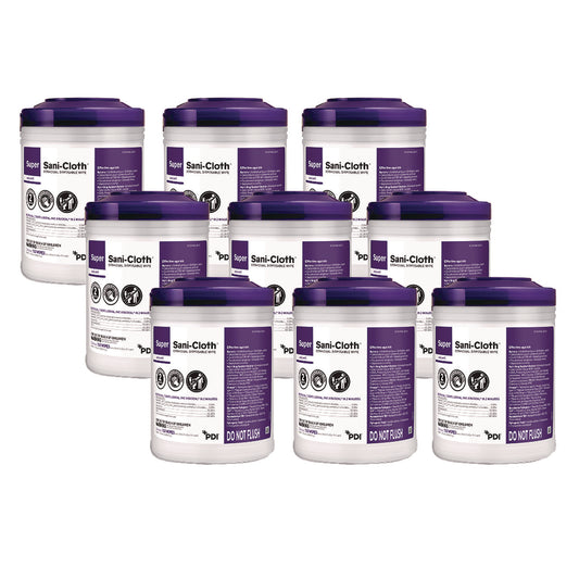 NICQ55172 Super Sani-Cloth Germicidal Disposable Wipes, 1-Ply, 6 x 6.75, Unscented, White, 160/Canister, 12 Canisters/Carton