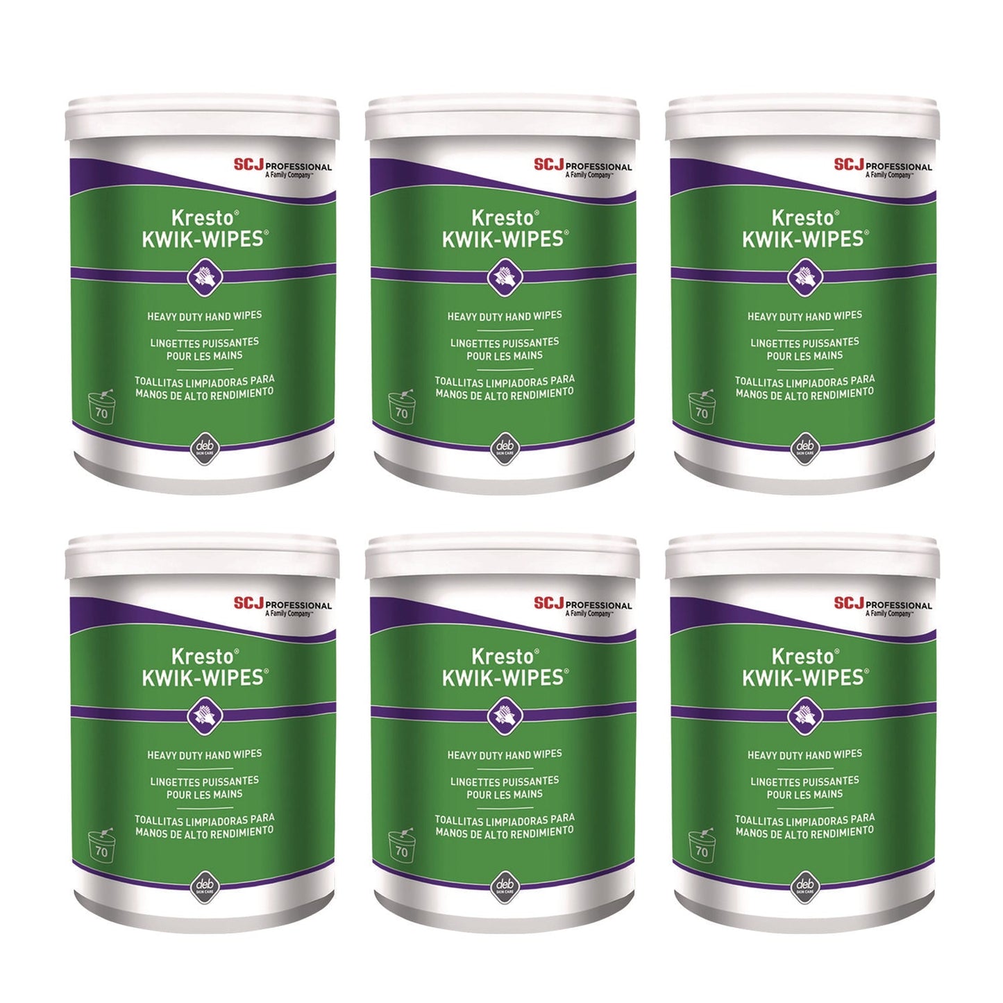 SJNKKW70W Kresto Kwik-Wipes, Cloth, 1-Ply, 7.9 X 5.7, Citrus, White, 70/pack, 6 Packs/carton SC Johnson Professional