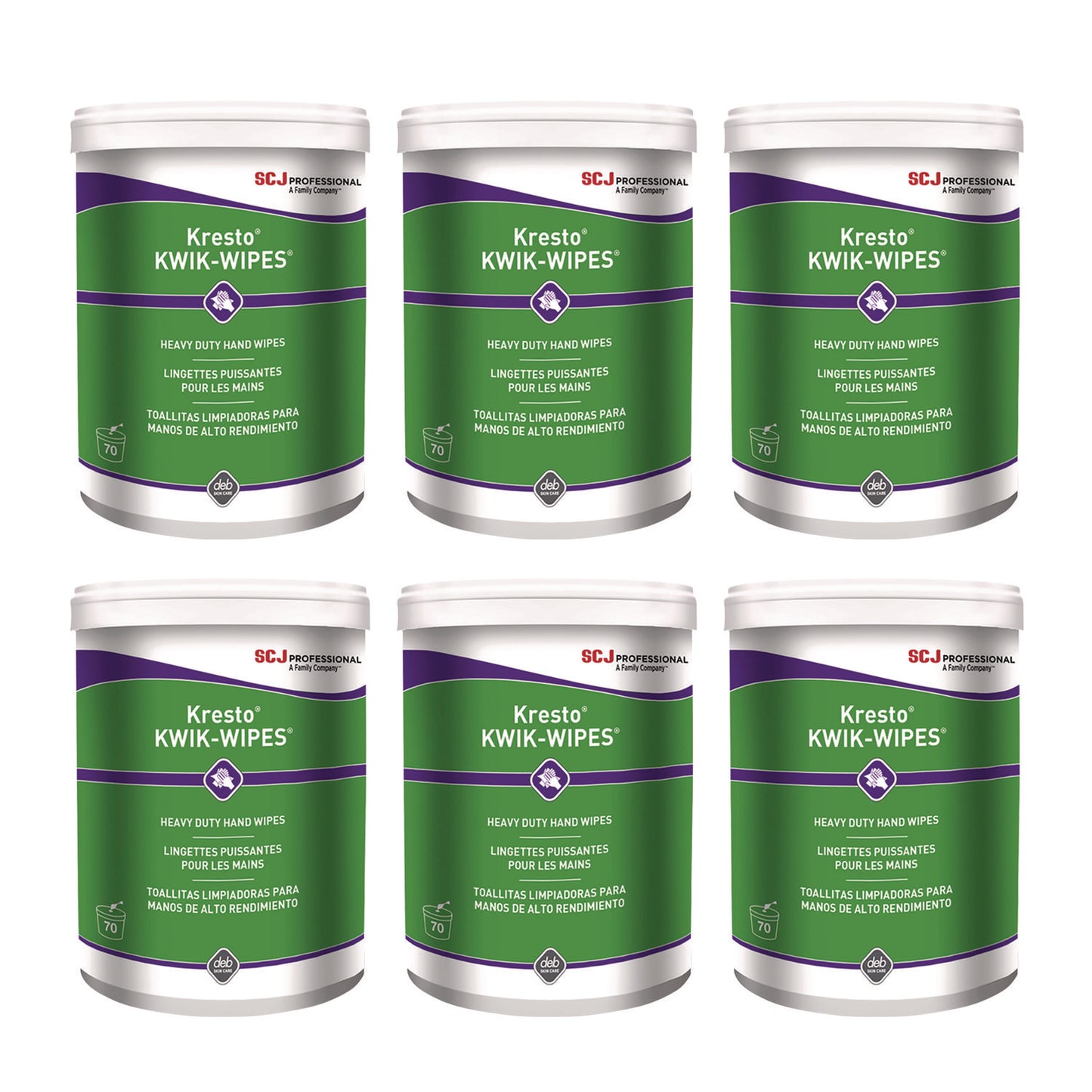 SJNKKW70W Kresto Kwik-Wipes, Cloth, 1-Ply, 7.9 X 5.7, Citrus, White, 70/pack, 6 Packs/carton