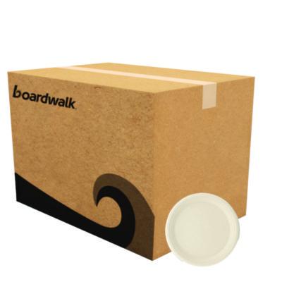BWKPLATE10NPFA Bagasse PFAS-Free Dinnerware, Plate, Sugarcane, 10" dia, Tan, 500/Carton BOARDWALK