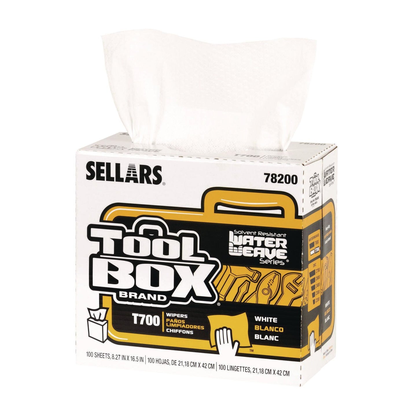 SLR78200 TOOLBOX WaterWeave T700 Wipers, 1-Ply, 8.27 x 16.5, White, 100 Sheets/Box, 8 Boxes/Carton Sellars