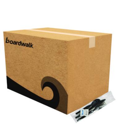 BWKFKTNSHWPSBLA Six-Piece Cutlery Kit, Heavyweight, Fork/Knife/Napkin/Pepper/Salt/Spoon, Plastic, Black, 250/Carton