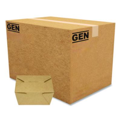 GENPAPERBOX1 Reclosable Kraft Take-Out Box, 30 oz, 5.06 x 4.27 x 2.4, Brown, Paper, 450/Carton GEN
