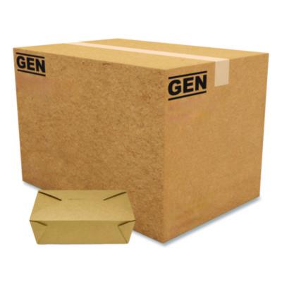 GENPAPERBOX3 Reclosable Kraft Take-Out Box, 76 oz, 8.58 x 6.28 x 2.4, Brown, Paper, 200/Carton GEN