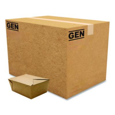 GENPAPERBOX4 Reclosable Kraft Take-Out Box, 110 oz, 8.93 x 6.65 x 3.5, Brown, Paper, 160/Carton GEN