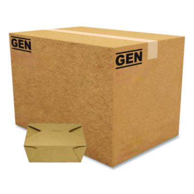 GENPAPERBOX8 Reclosable Kraft Take-Out Box, 48 oz, 6.93 x 5.62 x 2.4, Brown, Paper, 300/Carton GEN