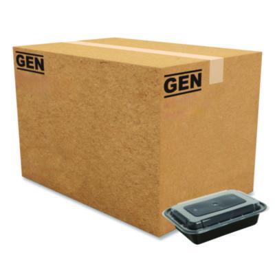 GENTORECT16 Microwavable Food Container with Lid, Rectangular, 16 oz, 7.48 x 5.03 x 2.04, Black/Clear, Plastic, 150/Carton