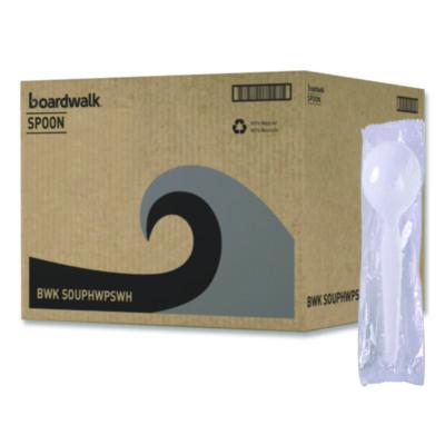 BWKSOUPHWPSWH Heavyweight Polystyrene Cutlery, Soup Spoon, Plastic, White, 1,000/Carton BOARDWALK