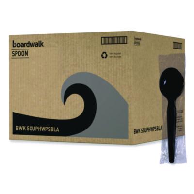 BWKSOUPHWPSBLA Heavyweight Polystyrene Cutlery, Soup Spoon, Plastic, Black, 1,000/Carton