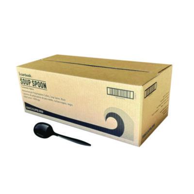 BWKSOUPBLMW Mediumweight Polypropylene Cutlery, Soup Spoon, Plastic, Black, 1,000/Carton BOARDWALK