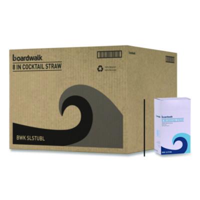 BWKSLSTUBL Cocktail Straws, 8", Polypropylene, Black, 500/Pack, 10 Packs/Carton